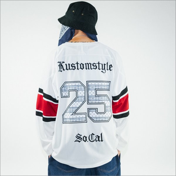 画像12: 【送料無料】KustomStyle カスタムスタイル 25TH BANDANA メッシュ ホッケージャージー WHITE	 (12)