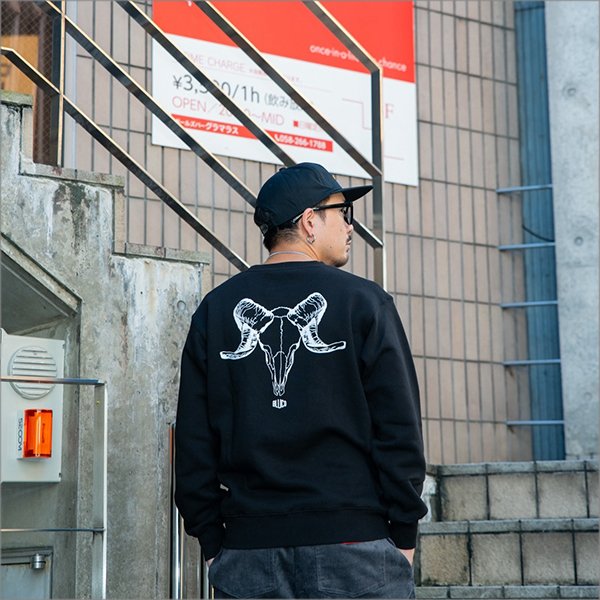 画像8: 【送料無料】BLUCO ブルコ スウェットシャツ -BONES- BLACK (8)