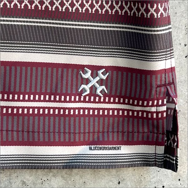 画像4: 【送料無料】BLUCO ブルコ POOLSIDE SHIRT S/S -Mexican- BURGUNDY (4)