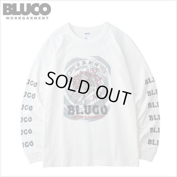 画像1: 【20％OFF】BLUCO ブルコ HEAVY DRY COTTON PRINT L/S TEE -Artwork by 遊鷹- WHITE (1)