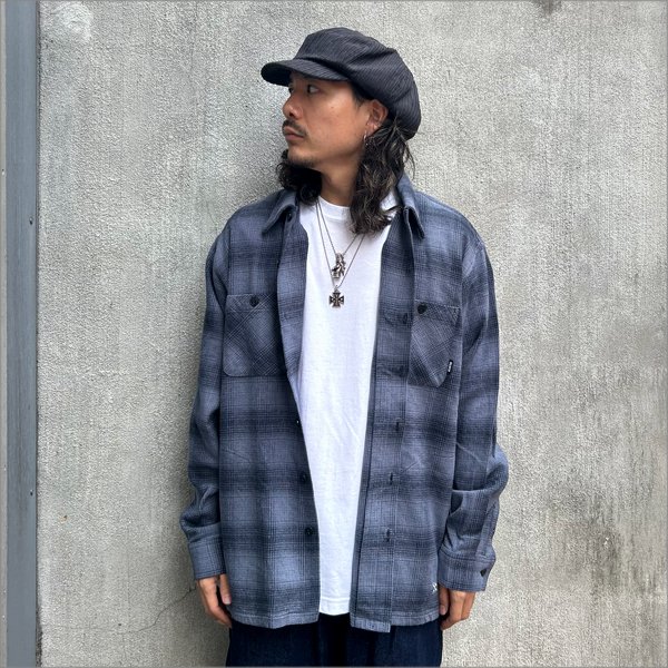 画像3: 【送料無料】BLUCO ブルコ OMBRE CHECK FLANNEL SHIRT NAVY (3)