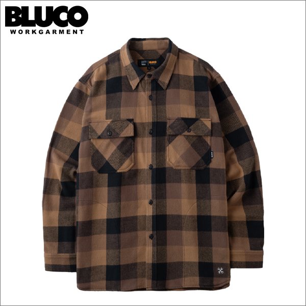 画像1: 【送料無料】BLUCO ブルコ BUFFALO CHECK FLANNEL SHIRT BROWN (1)