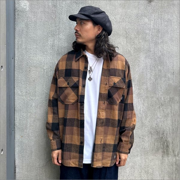 画像3: 【送料無料】BLUCO ブルコ BUFFALO CHECK FLANNEL SHIRT BROWN (3)