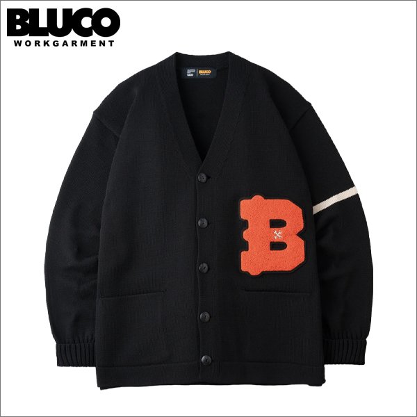 画像1: 【送料無料】BLUCO ブルコ LETTERED CARDIGAN BLACK (1)