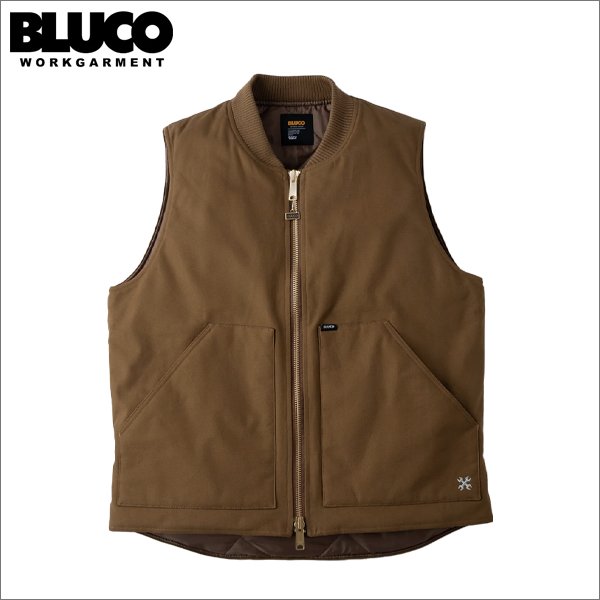 画像1: 【送料無料】BLUCO ブルコ RIB COLLAR DUCK VEST BROWN (1)