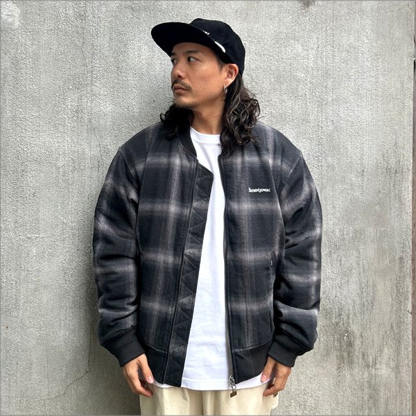 画像3: 【送料無料】BLUCO ブルコ LOMBRE CHECK BOMBER JACKET BLACK (3)