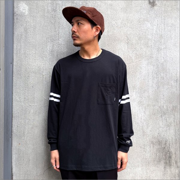画像2: BLUCO ブルコ ドライコットン ポケットTシャツ L/S -Line- BLACK (2)