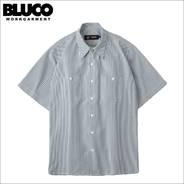 画像1: 【送料無料】BLUCO ブルコ スタンダードワークシャツ S/S -Stripe- IVORY (1)