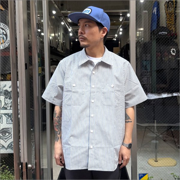 画像2: 【送料無料】BLUCO ブルコ スタンダードワークシャツ S/S -Stripe- IVORY (2)