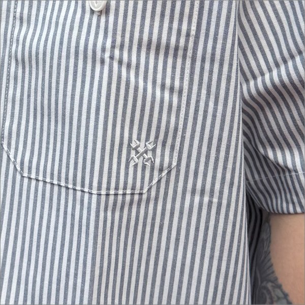 画像3: 【送料無料】BLUCO ブルコ スタンダードワークシャツ S/S -Stripe- IVORY (3)