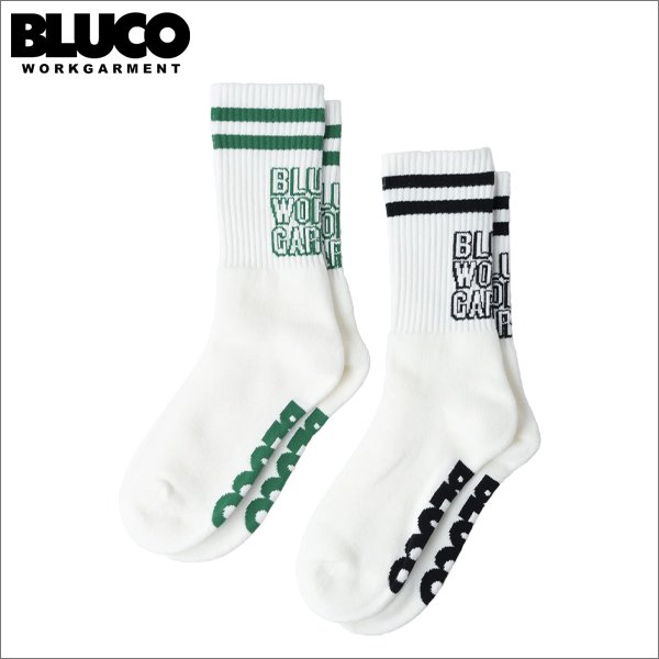 画像1: BLUCO ブルコ 2-PACK ソックス -BLOCK- WHITE/BLACK・WHITE/GREEN  (1)