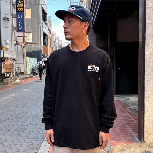 画像2: BLUCO ブルコ ポケット L/S TEE -BOLT- BLACK (2)