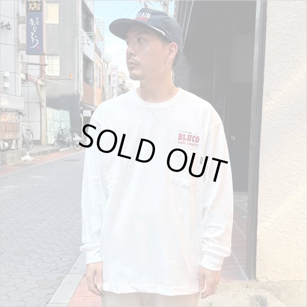 画像2: BLUCO ブルコ ポケット L/S TEE -BOLT- WHITE (2)