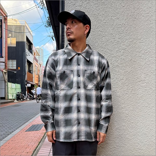 画像2: 【送料無料】BLUCO ブルコ プリントフランネルチェックシャツ -OMBRE- BLACK (2)