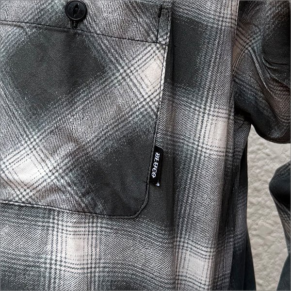 画像4: 【送料無料】BLUCO ブルコ プリントフランネルチェックシャツ -OMBRE- BLACK (4)