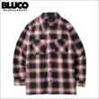 画像1: 【送料無料】BLUCO ブルコ プリントフランネルチェックシャツ -OMBRE- RED (1)