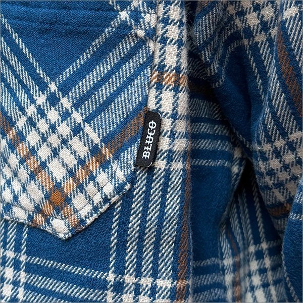 画像4: 【送料無料】BLUCO ブルコ ヘビーフランネルチェックシャツ -BUFFALO- NAVY (4)
