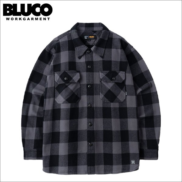 画像1: 【送料無料】BLUCO ブルコ ヘビーフランネルチェックシャツ -BLOCK- BLACK (1)