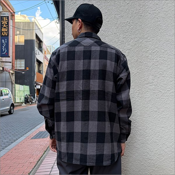 画像3: 【送料無料】BLUCO ブルコ ヘビーフランネルチェックシャツ -BLOCK- BLACK (3)