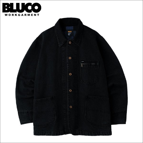 画像1: 【送料無料】BLUCO ブルコ ジャパンデニム ライニングカバーオール BLACK ONE WASH (1)