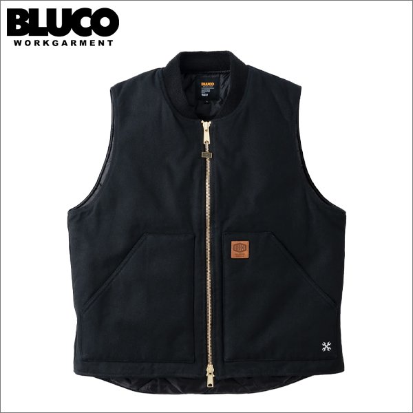 画像1: 【送料無料】BLUCO ブルコ リブカラー ダックベスト BLACK (1)