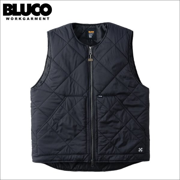 画像1: 【送料無料】BLUCO ブルコ ナイロンリップ キルティングベスト BLACK (1)