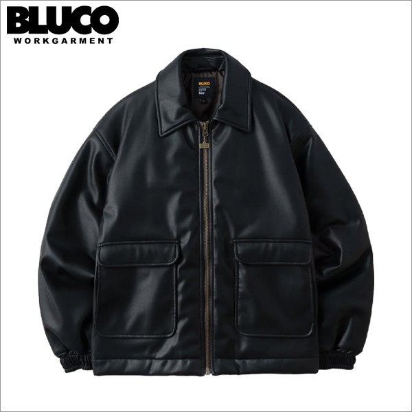 画像1: 【送料無料】BLUCO ブルコ シンセティックレザー ボンバージャケット BLACK (1)