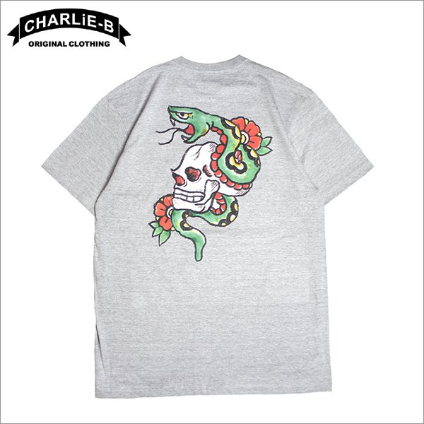 画像1:  【20%OFF】CharlieB チャーリービー Skull & Snake Tシャツ GRAY (1)