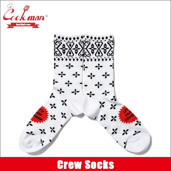 画像1: COOKMAN クックマン Crew Socks BANDANNA CROSS WHITE (1)