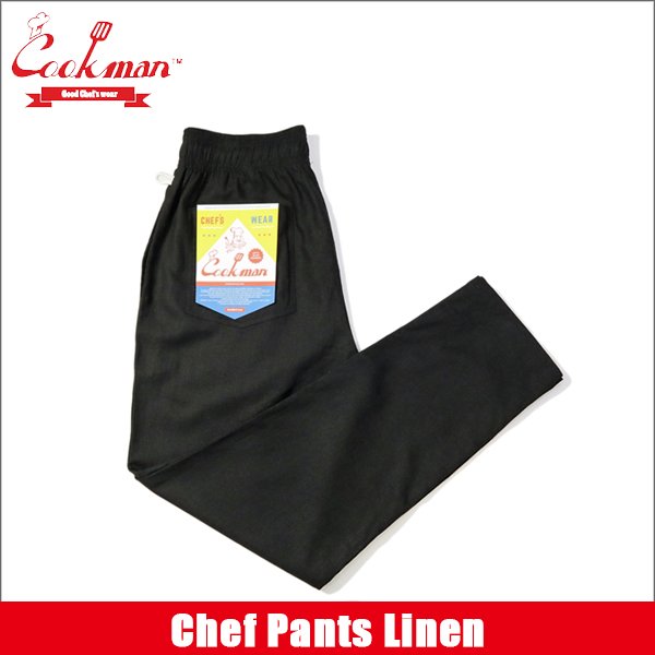 画像1: 【送料無料】COOKMAN クックマン Chef パンツ Linen BLACK (1)
