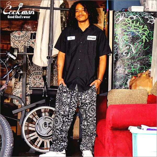 画像6: 【送料無料】COOKMAN クックマン Semiwide Chef パンツ Paisley BLACK (6)