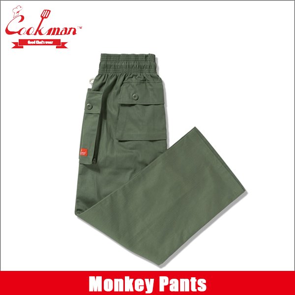 画像1: 【送料無料】COOKMAN クックマン Monkey パンツ Herringbone OLIVE (1)