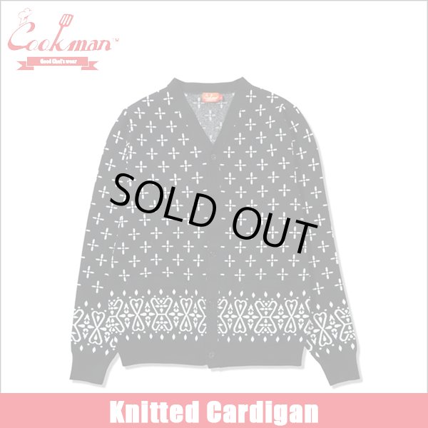 画像1: 【送料無料】COOKMAN クックマン Knitted Cardigan Bandanna Cross BLACK (1)