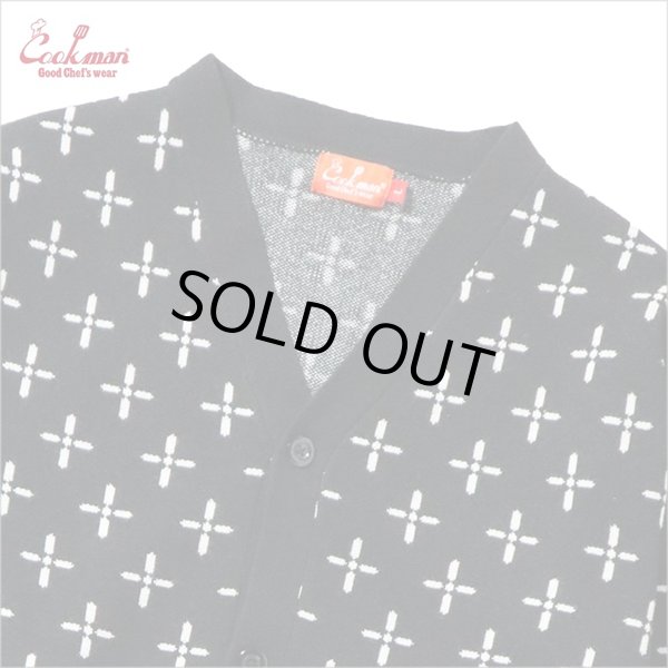 画像4: 【送料無料】COOKMAN クックマン Knitted Cardigan Bandanna Cross BLACK (4)