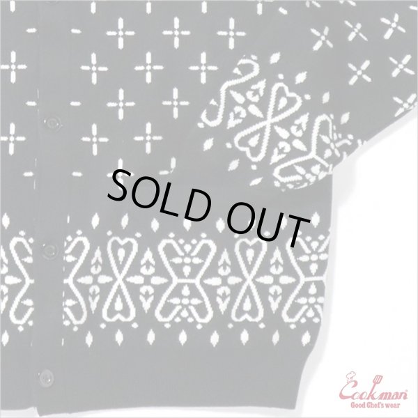 画像5: 【送料無料】COOKMAN クックマン Knitted Cardigan Bandanna Cross BLACK (5)