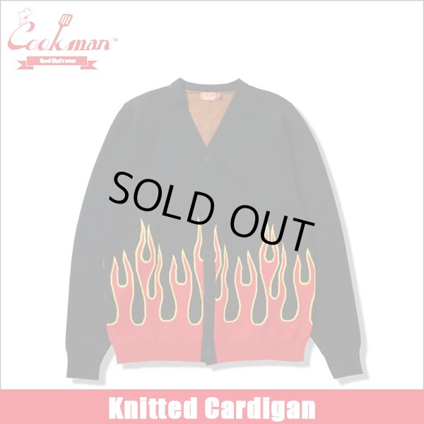 画像1: 【送料無料】COOKMAN クックマン Knitted Cardigan Flame BLACK (1)