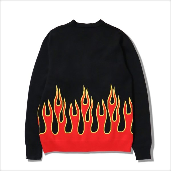 画像2: 【送料無料】COOKMAN クックマン Knitted Cardigan Flame BLACK (2)