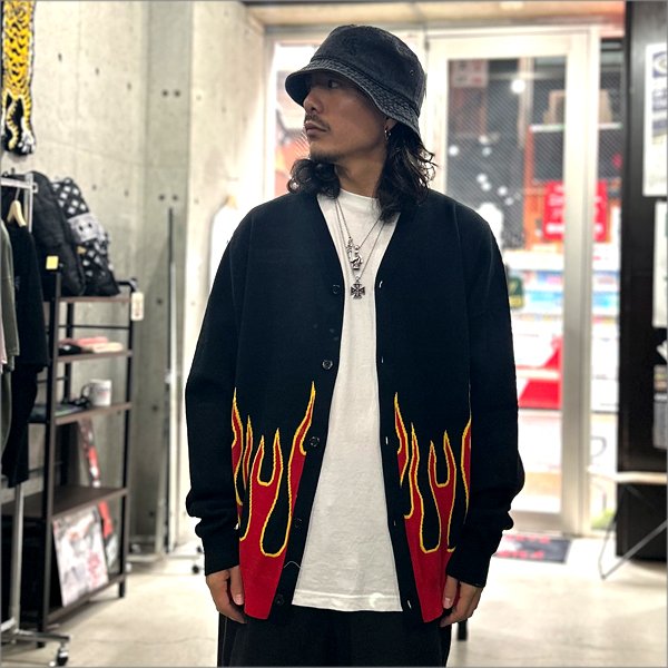 画像3: 【送料無料】COOKMAN クックマン Knitted Cardigan Flame BLACK (3)