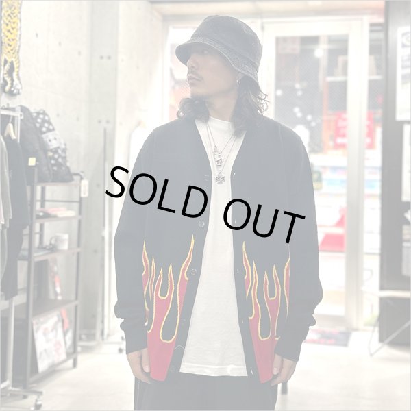 画像3: 【送料無料】COOKMAN クックマン Knitted Cardigan Flame BLACK (3)