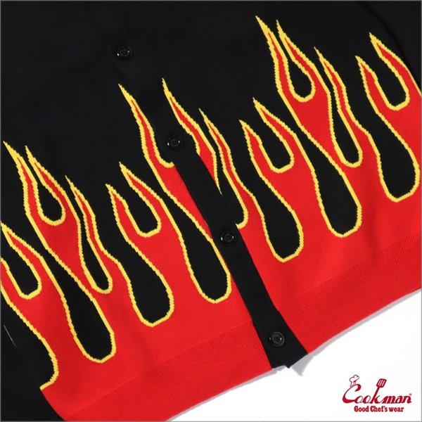 画像5: 【送料無料】COOKMAN クックマン Knitted Cardigan Flame BLACK (5)
