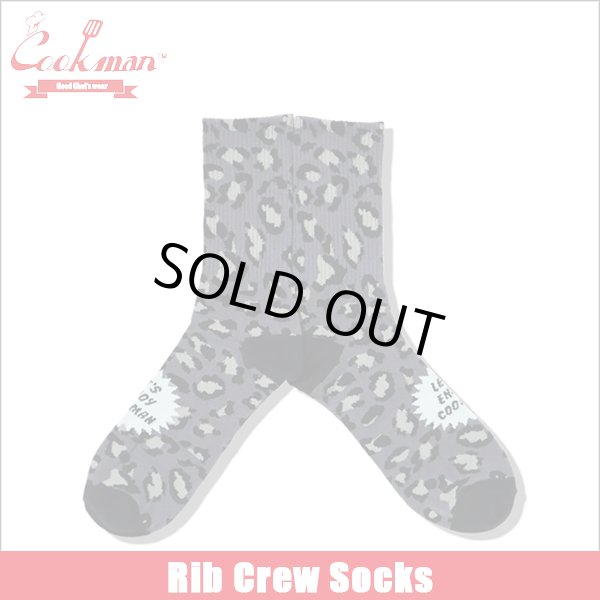 画像1: COOKMAN クックマン Rib Crew Socks Black Leopard (1)