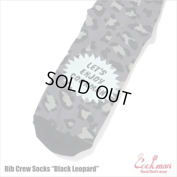 画像3: COOKMAN クックマン Rib Crew Socks Black Leopard (3)