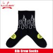 画像1: COOKMAN クックマン Rib Crew Socks Flame BLACK/BLACK (1)