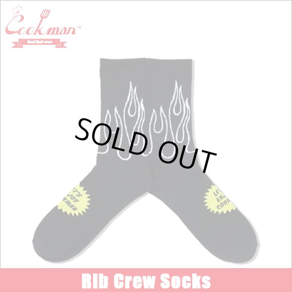 画像1: COOKMAN クックマン Rib Crew Socks Flame BLACK/BLACK (1)