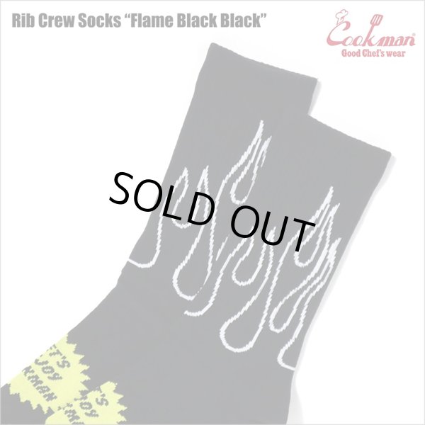 画像2: COOKMAN クックマン Rib Crew Socks Flame BLACK/BLACK (2)