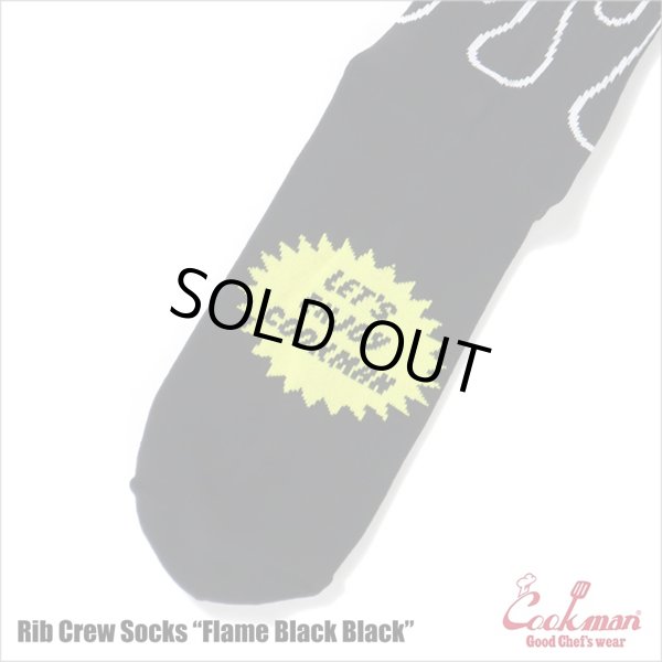 画像3: COOKMAN クックマン Rib Crew Socks Flame BLACK/BLACK (3)