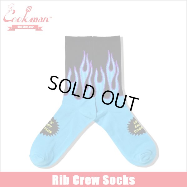 画像1: COOKMAN クックマン Rib Crew Socks Flame BLACK/BLUE (1)