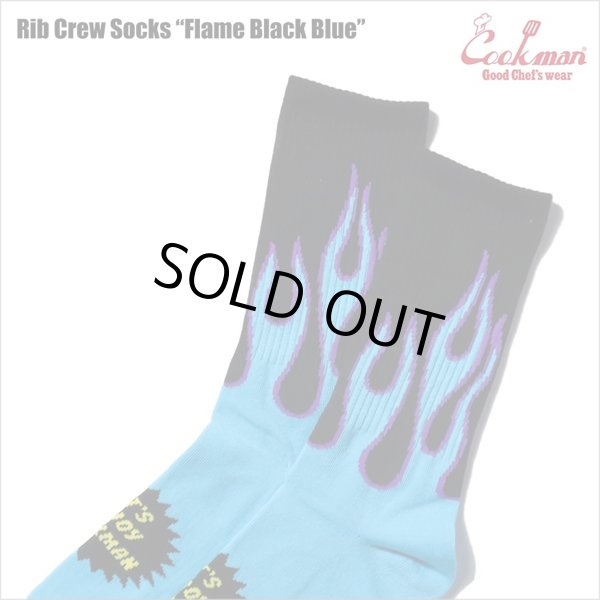 画像2: COOKMAN クックマン Rib Crew Socks Flame BLACK/BLUE (2)
