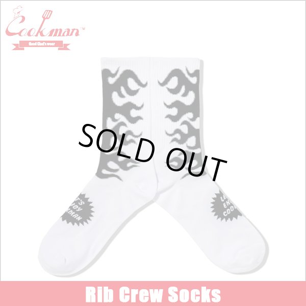 画像1: COOKMAN クックマン Rib Crew Socks Afterburner WHITE/BLACK (1)