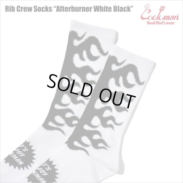 画像2: COOKMAN クックマン Rib Crew Socks Afterburner WHITE/BLACK (2)